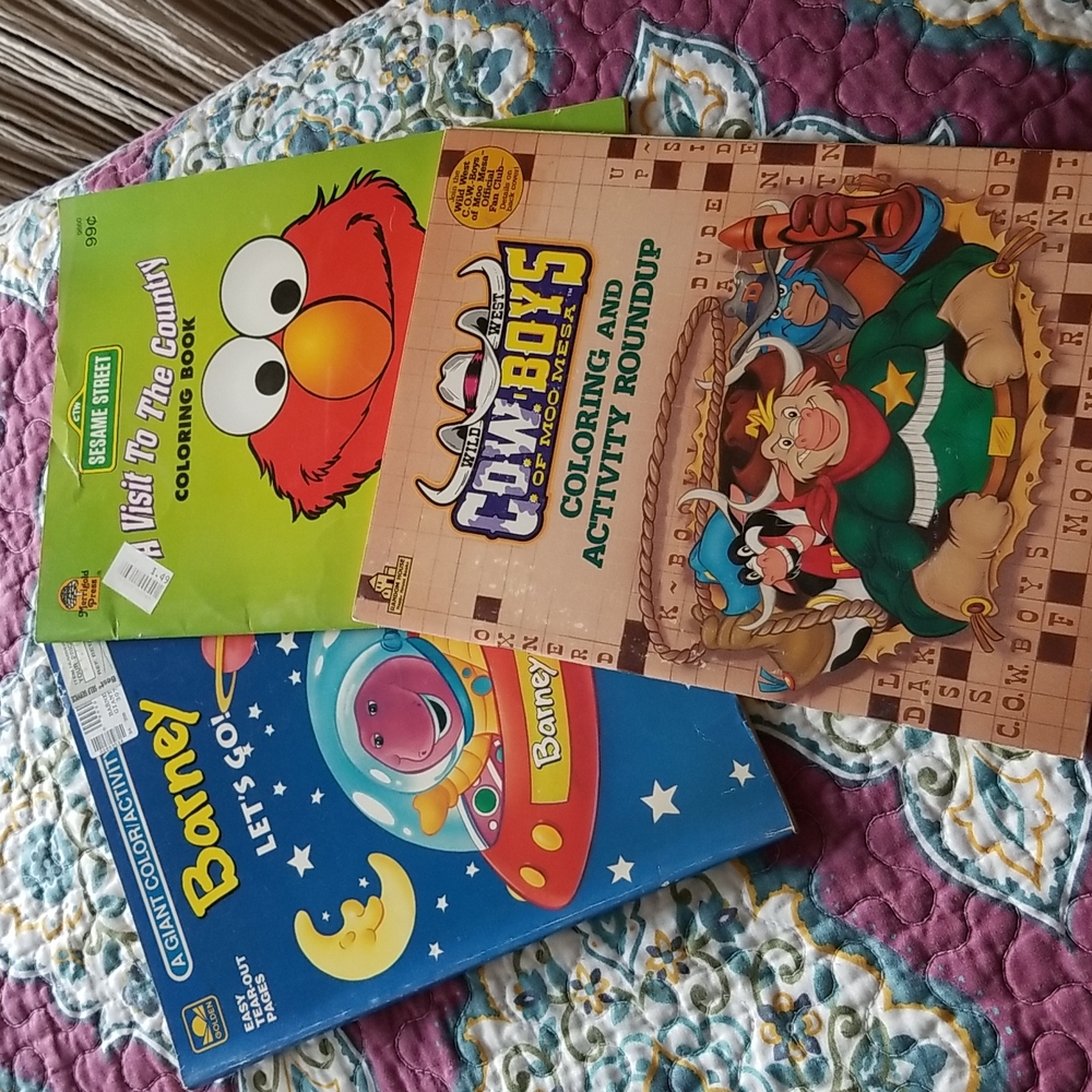 3 vintage coloring books